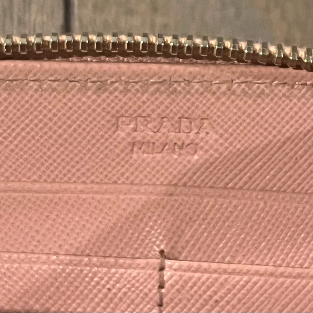 Pink Prada Zippy Wallet With Authentication Card - image 6